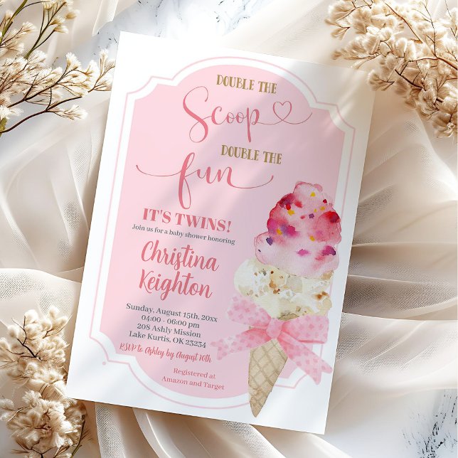 Invitation Double le Baby shower Twins de la crème glacée Sco (Créateur téléchargé)