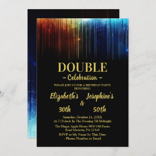Invitation Double mixte adulte coloré fête d'anniversaire