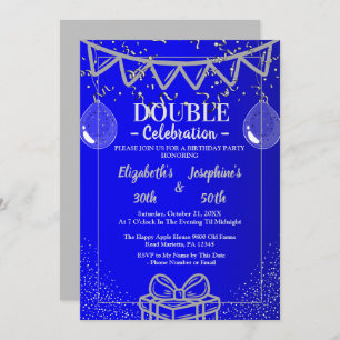 Invitation Double mixte adulte fête d'anniversaire Argent b