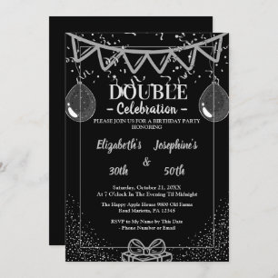 Invitation Double mixte adulte fête d'anniversaire Argent n