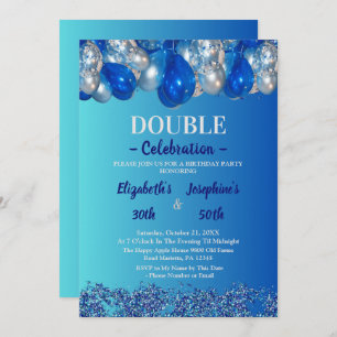 Invitation Double mixte adulte fête d'anniversaire Ballons