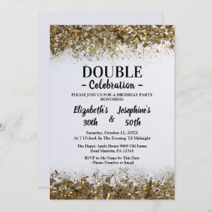 Invitation Double mixte adulte fête d'anniversaire   Blanc do