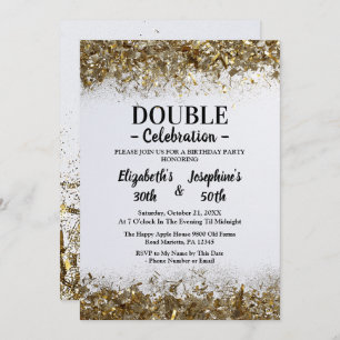 Invitation Double mixte adulte fête d'anniversaire Blanc do