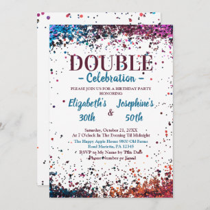 Invitation Double mixte adulte fête d'anniversaire Confett co