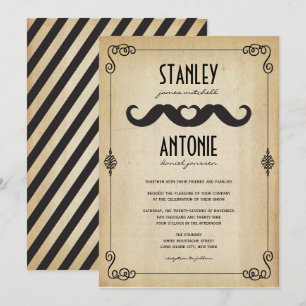Invitation Double Moustaches Aiment Papier Vintage Mariage Ga