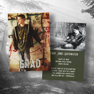 Invitation Double Photo Boy Sons Graduation Party