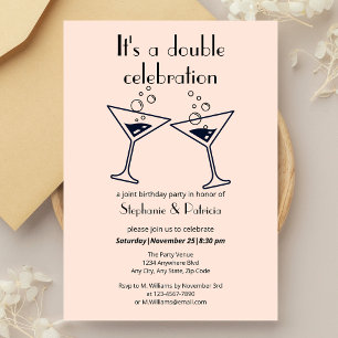 Invitation Double rose moderne fête l'anniversaire conjoint