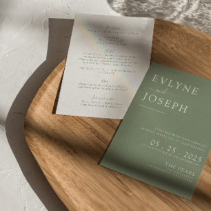 Invitation Double Sage Vert Boho Mariage moderne