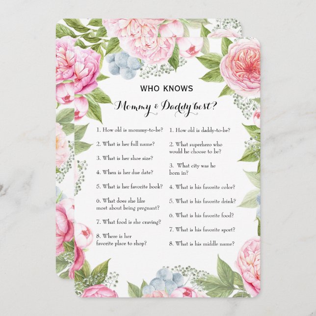 Invitation Double Side 2 Baby shower - Conseil| Qui sait (Devant / Derrière)