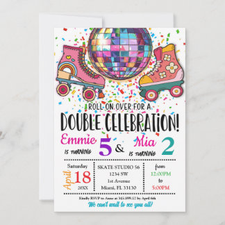 Invitation Double Sisters Bdays Celebration Roller Skating