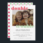 Invitation Double Trouble Joint Kids Photo Anniversaire<br><div class="desc">Un enfant moderne joint modèle d'invitation de fête d'anniversaire avec votre photo de choix et "double problème" comme couverture de photo - changer la couleur du texte dans l'outil de design si vous voulez! Cette invitation de fête d'anniversaire de soeur frère s'adapterait parfaitement à une carte de fête d'anniversaire jumeaux....</div>