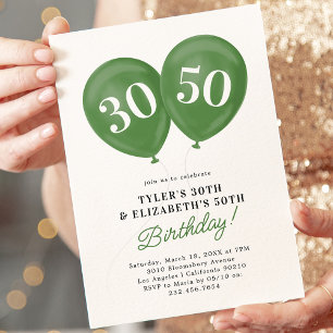 Invitation Double Vert Fête fête conjointe Anniversaire