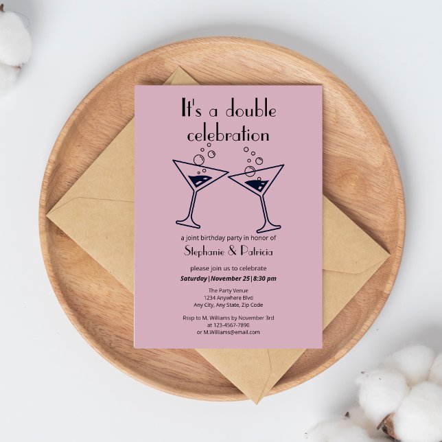 Invitation Double violet moderne célébrations Anniversaire co (Créateur téléchargé)