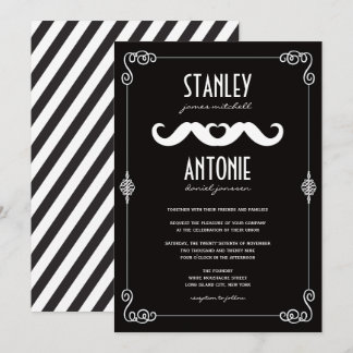 Invitation Doubles Moustaches Amour Mariage Gay Vintage Class