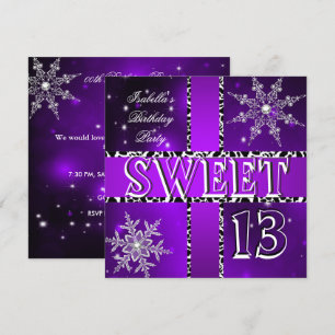 Invitation Douce 13 13e Anniversaire Violet Hiver Monde Encha