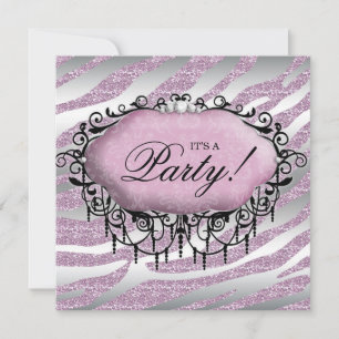 Invitation Douce 16 Anniversaire Coute Zebra rose