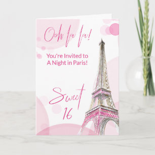 Invitation Douce 16 ans rose blanc Paris Anniversaire
