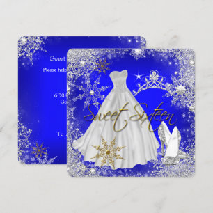 Invitation Douce 16 Douce Seize Flocons de neige bleus royaux