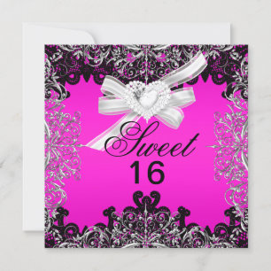 Invitation Douce 16 Douce Seize Rose Chaud Blanc Noir Dentell