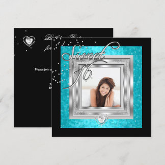 Invitation Douce 16 Douce Seize Turquoise Noir Photo