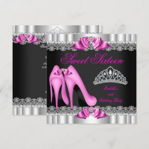 Invitation Douce 16 élégante Fête Sweet Seize Rose Chaude 2