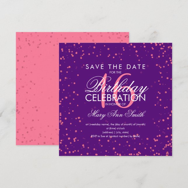 Invitation Douce 16 points de Parties scintillant Rose Gold P (Devant / Derrière)