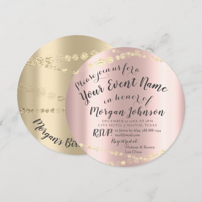 Invitation Douce 16e anniversaire Confetti Rose 15e nuptiale (Devant / Derrière)