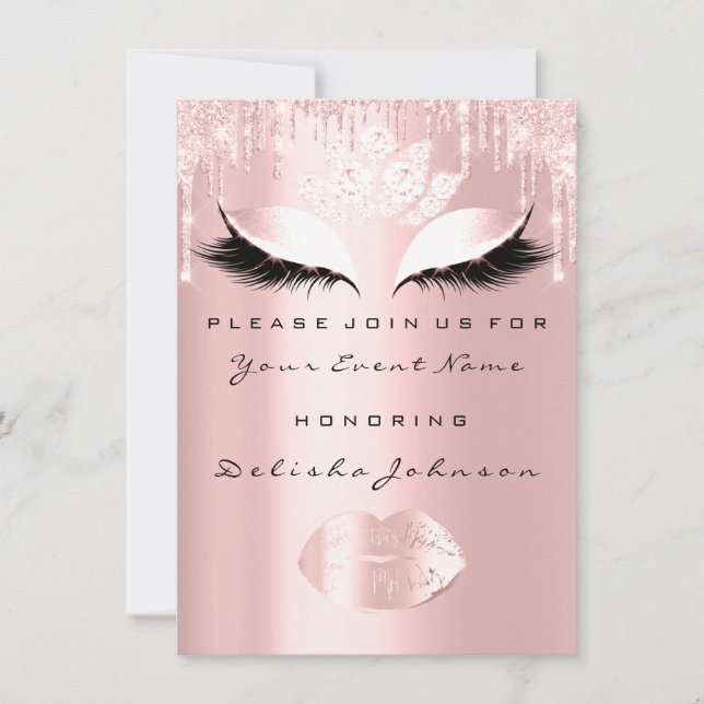 Invitation Douce 16e gouttes rose Quinceanera Royal Princess (Devant)