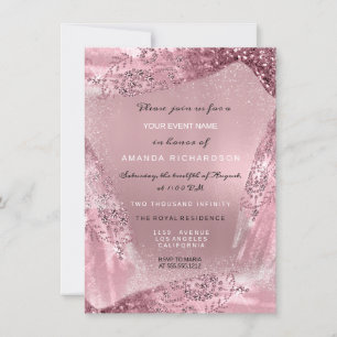 Invitation Douce 16e robe de diamant nuptiale Rose Mauve Peon