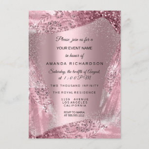 Invitation Douce 16e robe de diamant nuptiale Rose Quineanera