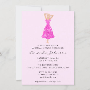 Invitation Douce 16ème Fête des mariées Robe rose étincelle