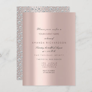 Invitation Douce 16ème Rose nuptiale Pastel Rose Diamond