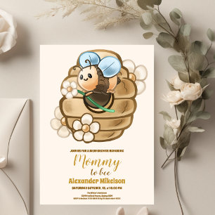 Invitation Douce Abeille Jaune Floral Fleurs Baby Shower