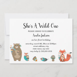Invitation Douce Animale Tribale C'est Une Sauvageonne Annive