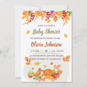 Invitation Douce Animaux de la Forêt Renard Baby Shower