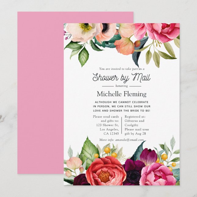 Invitation Douce aquarelle Boho Floral Mariage Shower par la  (Devant / Derrière)