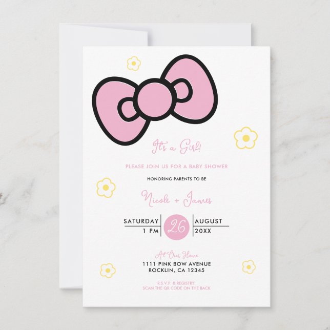 Invitation Douce Arc Rose Fantaisiste Baby Shower (Devant)