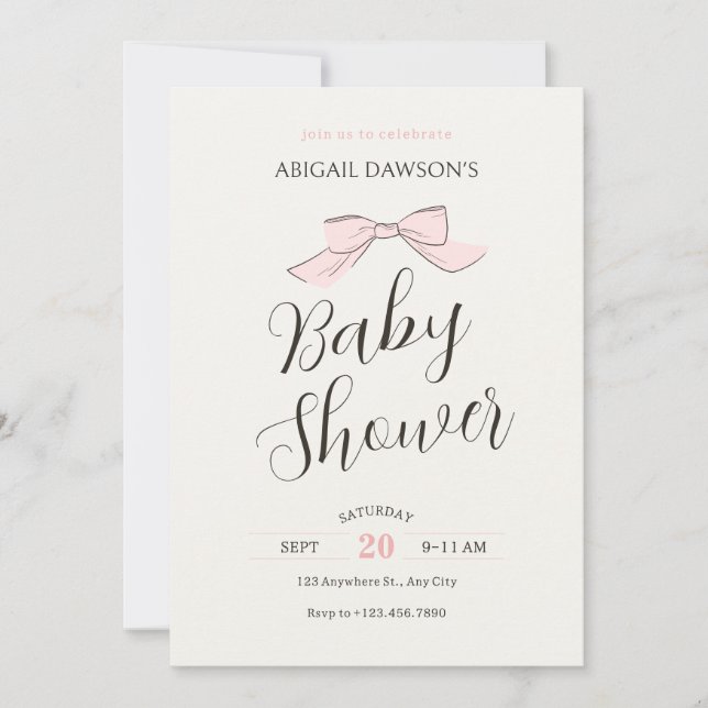 Invitation Douce arche de bébé rose (Devant)