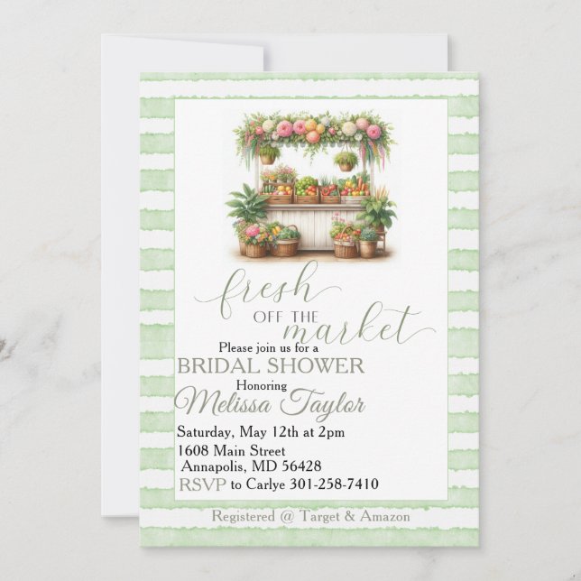 Invitation Douce arrivée sur le marché Shower de mariage (Devant)