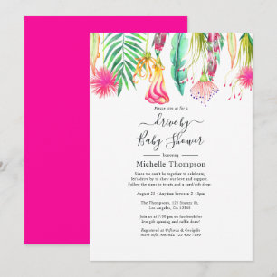Invitation Douce averse estivale tropicale rose vif en voitur