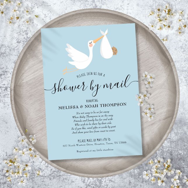 Invitation Douce averse par la poste Sprinkle à distance (Blue Shower By Mail Long Distance Sprinkle Invitation)