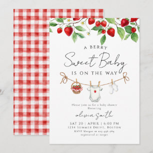 Invitation Douce Baby Shower à la Fraise