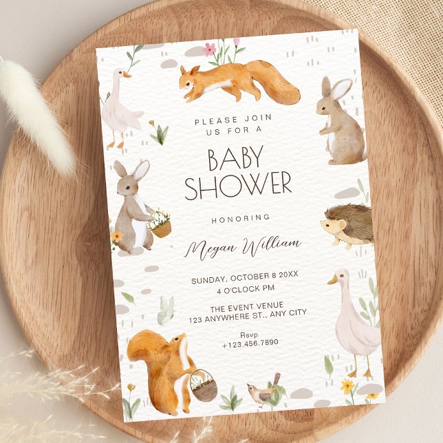Invitation Douce baby shower animaux mignons (Créateur téléchargé)
