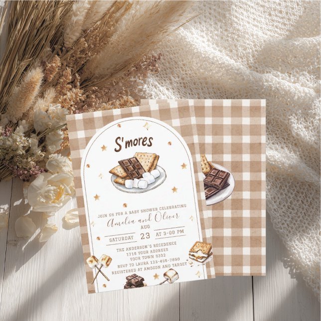 Invitation Douce baby shower aquarelle S'more (Créateur téléchargé)