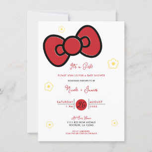 Invitation Douce Baby Shower Arc-en-ciel Rose Rouge