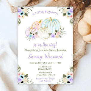 Invitation Douce Baby Shower aux Citrouilles Pastel