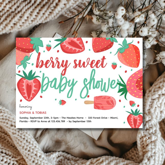 Invitation Douce baby shower aux fraises (Créateur téléchargé)