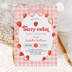Invitation Douce Baby Shower aux Fraises d'Été