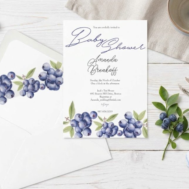 Invitation Douce Baby Shower aux Myrtilles (Créateur téléchargé)