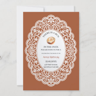 Invitation Douce Baby Shower avec Roulé à la Cannelle et Bord